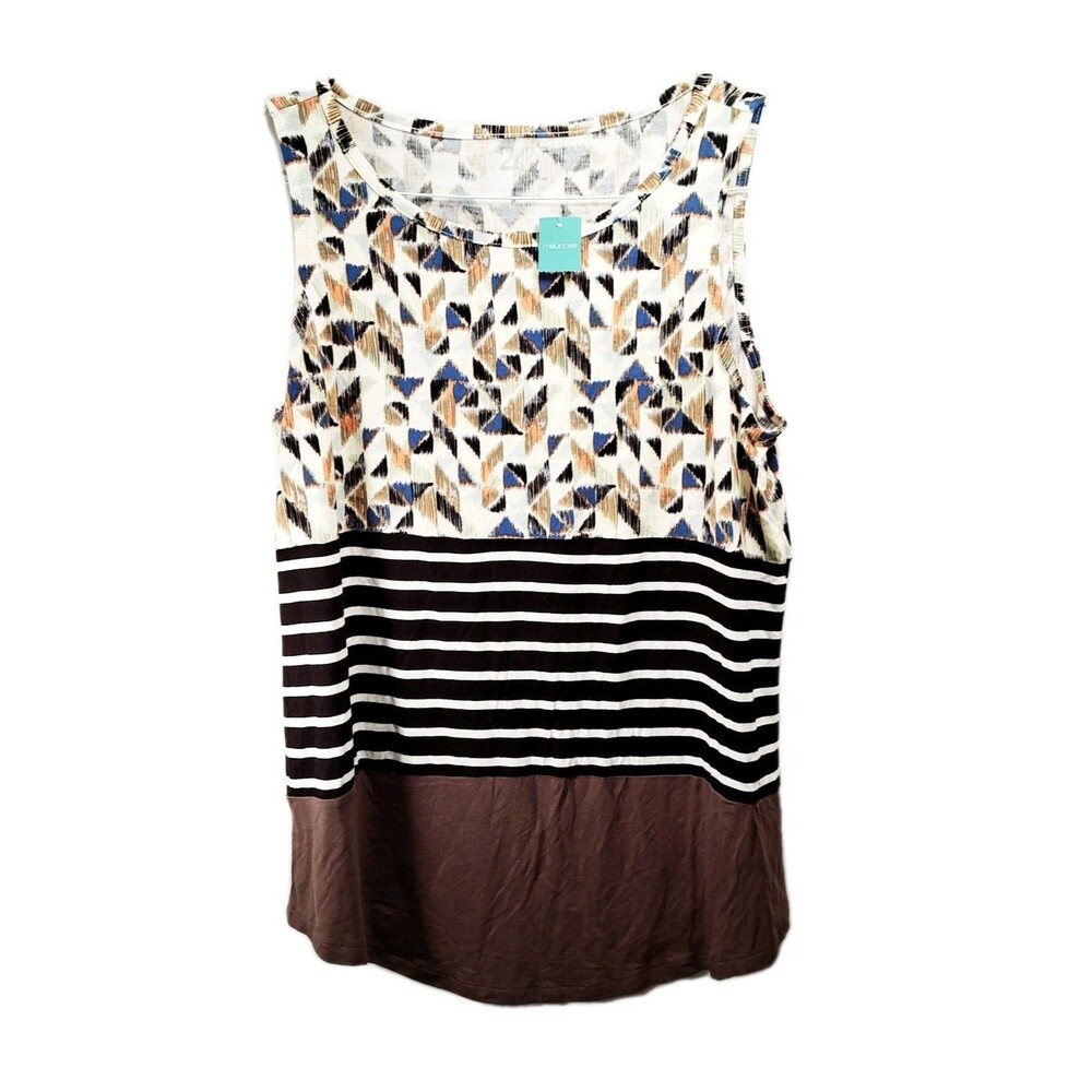 Maurcies Tank Top Multi Wht, Brown, Black Color Womens Size Large NWT